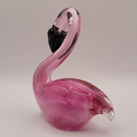 Beautiful Art Glass Blown Glass Pink Flamingo Figurine 6.5" - Picture 5 of 10